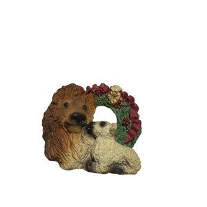 Animal Magnetism Lion and Lamb Wreath Christmas Magnet 3 inch